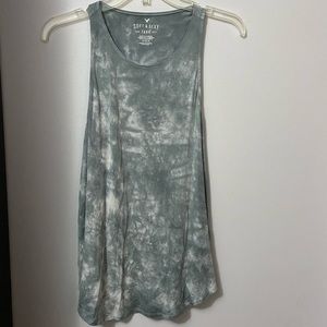 AMERICAN EAGLE Soft & Sexy Blue/White Tie Dyed Racerback Tank